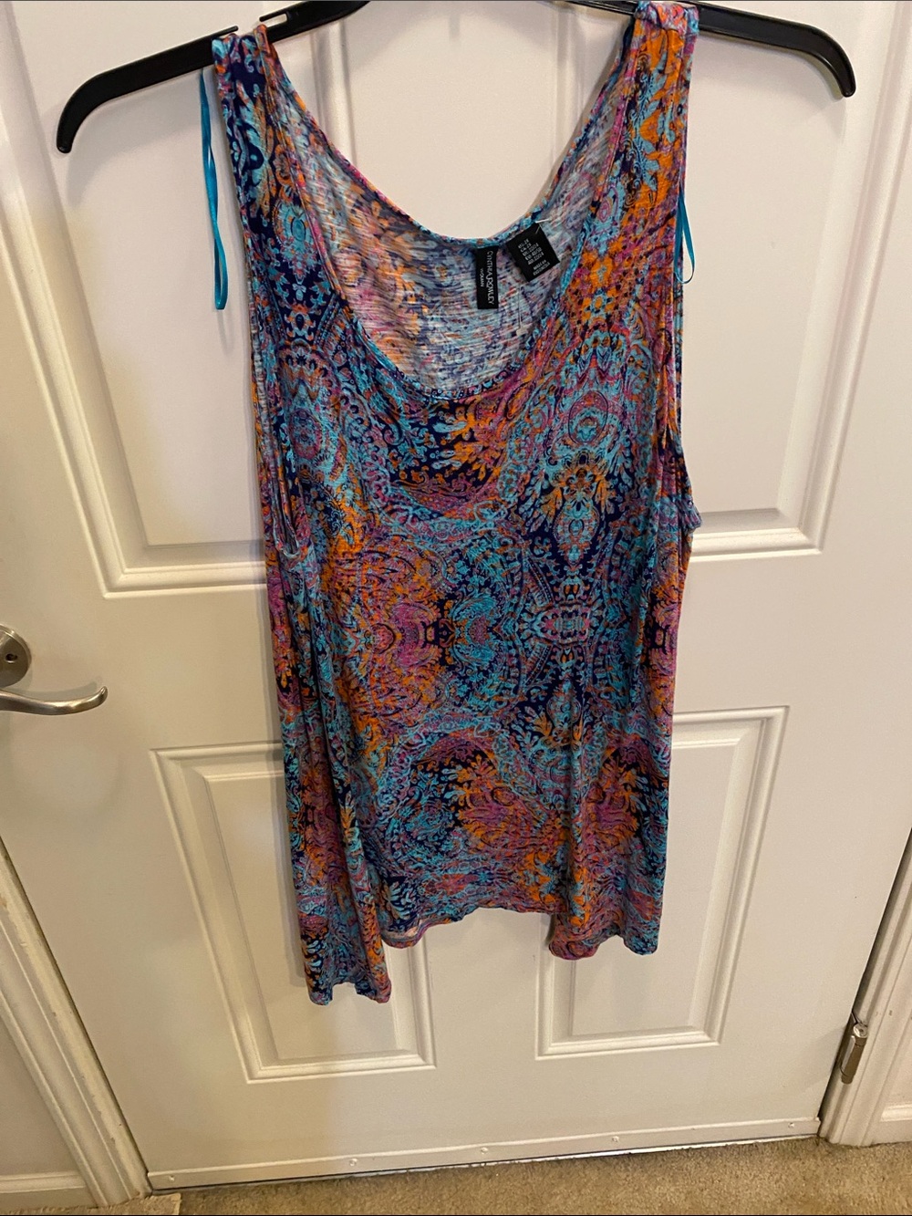 Cynthia Rowley Multicolor Paisley Scoop Tank — Blue, Purple, Orange